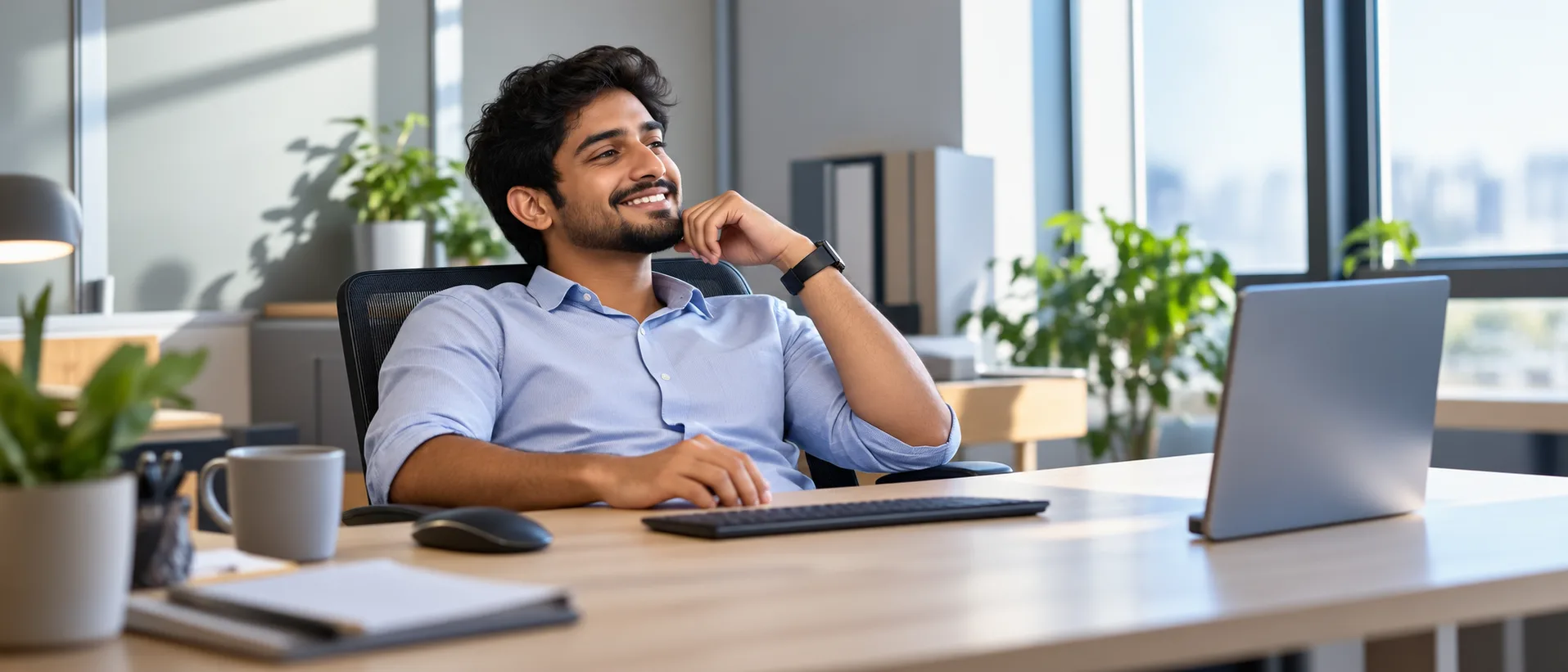 Analyst at ease querying a data platform in plain language with no visible dashboard
